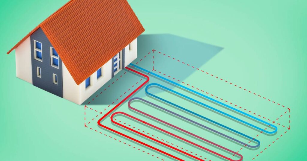 schéma d'un chauffage geothermique